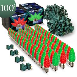 100ft C9 LED Christmas Lighting Kit with Slide-on Plugs