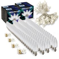 Light Line Kit - SPT-1 C9 100' White Cord, 12" spacing, 100 Pure White Bulbs, with 4 Male and Female Slide on Plugs