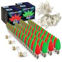 Light Line Kit - SPT-1 C9 100' White Cord, 12" spacing, 50 Red and 50 Green Bulbs, with 4 Male and Female Slide on Plugs