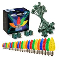 Light Line Kit - SPT-1 C9 25' Green Cord, 12" spacing, 25 Multi Bulbs, with 2 Male and Female Slide on Plugs