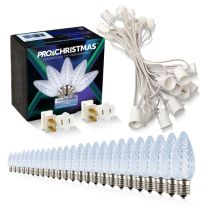 Light Line Kit - SPT-1 C9 25' White Cord, 12" spacing, 25 Cool White Bulbs, with 2 Male and Female Slide on Plugs