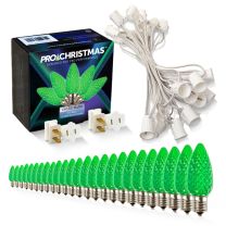 Light Line Kit - SPT-1 C9 25' White Cord, 12" spacing, 25 Green Bulbs, with 2 Male and Female Slide on Plugs