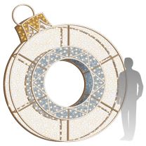 10' 3D LED Ornament Icon - w/Silver Garland and Warm White Lights