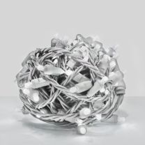 70 Light 4600K Pure White 5 mm Wide Angle Conical LED Christmas Lights - Balled - White Wire