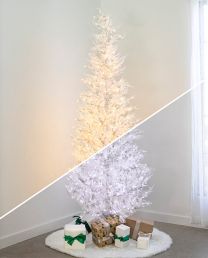 7.5' Indoor LED Glacier Fir White Tree - with Multi-Function Pure White/Warm White Lights