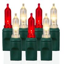 100 Light T5 Smooth Warm White & Red LED Christmas Lights