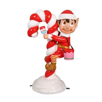 4' Elf and Candy Cane - Red