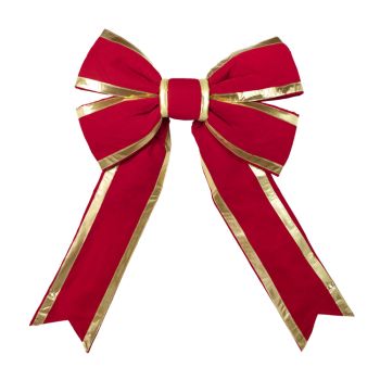 36" Red Velvet with Gold Trim Christmas Bow