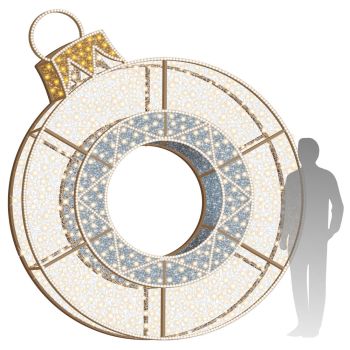 10' 3D LED Ornament Icon - w/Silver Garland and Warm White Lights