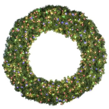 72" Deluxe Oregon Fir Wreath - Multi-Colored Lights