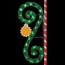 8' Garland Classic Scroll with Ornament, LED
