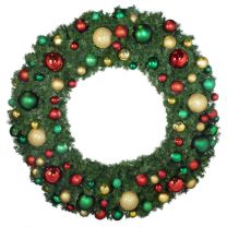 72" Unlit Decorated Wreath - DELUXE Colors of the Holidays - Bow Option Available