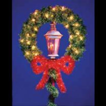 5.5' x 5' Wreath with Garland Bow Christmas Lamp Post