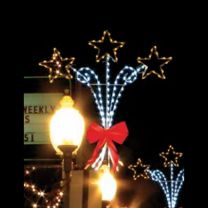 Tri-Star with Bow Christmas Lamp Post