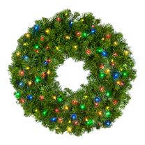 30" Deluxe Oregon Fir Wreath - Lit with Multi-Color LEDs - No Bow