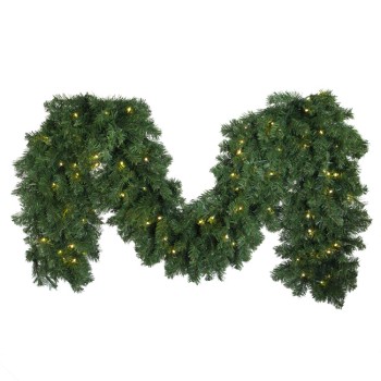 9' x 18" Deluxe Oregon Fir Garland with Warm White Lights