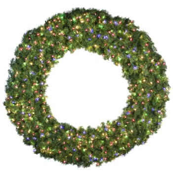 72" Deluxe Oregon Fir Wreath - Multi-Colored Lights