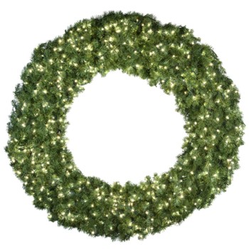72" Deluxe Oregon Fir Wreath - Lit with Pure White Lights