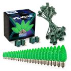 Light Line Kit - SPT-1 C9 25' Green Cord, 12" spacing, 25 Green Bulbs, with 2 Male and Female Slide on Plugs