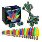 Light Line Kit - SPT-1 C9 25' Green Cord, 12" spacing, 25 Multi Bulbs, with 2 Male and Female Slide on Plugs