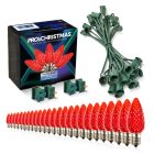 Light Line Kit - SPT-1 C9 25' Green Cord, 12" spacing, 25 Red Bulbs, with 2 Male and Female Slide on Plugs