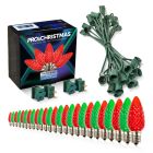 Light Line Kit - SPT-1 C9 25' Green Cord, 12" spacing, 13 Red and 12 Green Bulbs, with 2 Male and Female Slide on Plugs