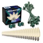 Light Line Kit - SPT-1 C9 25' Green Cord, 12" spacing, 25 Warm White Bulbs, with 2 Male and Female Slide on Plugs