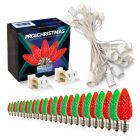 Light Line Kit - SPT-1 C9 25' White Cord, 12" spacing, 13 Red and 12 Green Bulbs, with 2 Male and Female Slide on Plugs