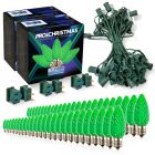 Light Line Kit - SPT-1 C9 50' Green Cord, 12" spacing, 50 Green Bulbs, with 3 Male and Female Slide on Plugs