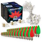 Light Line Kit - SPT-1 C9 50' White Cord, 12" spacing, 25 Red and 25 Green Bulbs, with 3 Male and Female Slide on Plugs
