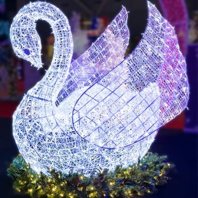 8' 3D Swan - Pure White