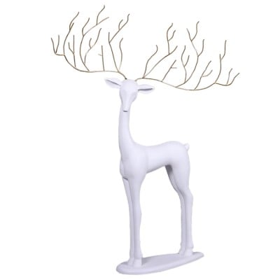 5' Standing Deer - Head Looking Straight - Matte White