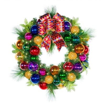 30" Pre-Decorated Wreath - Royal Jewel - Warm White