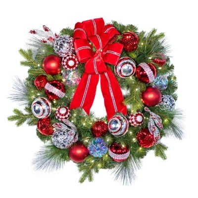30" Pre-Decorated Wreath - Red Splendor - Warm White