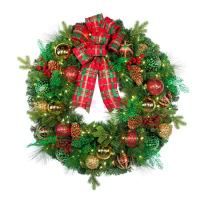 36" Pre-Decorated Wreath - Classic Holiday - Warm White