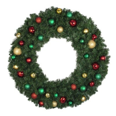 48" Unlit Decorated Wreath - Colors of the Holidays - Bow Option Available