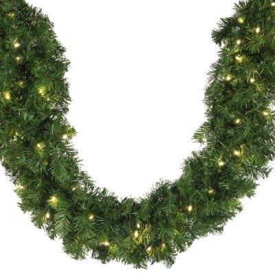 4.5' x 14" Mixed Pine Garland with Warm White Lights