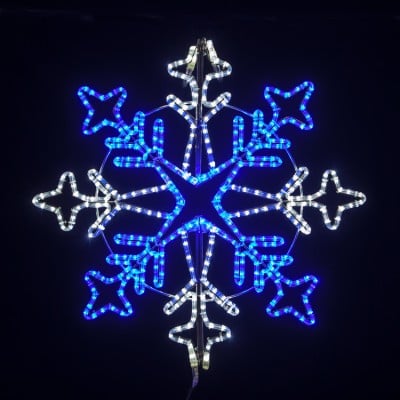 36" Aspen Snowflake - Pure White and Blue 1