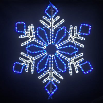 48" Winter Snowflake - Pure White and Blue