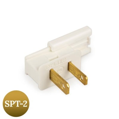 18/2 Male Slide On Vampire Plug, SPT-2, White - Available in Bags/Cases of 5, 50 and 1000