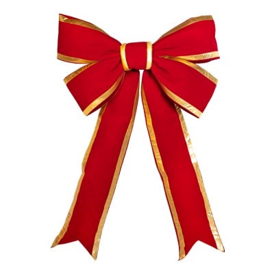 48" Red Velvet with Gold Trim Christmas Bow