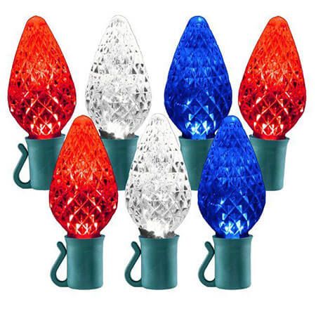 C9 LED Christmas Lights 24 Light Red Pure White and Blue