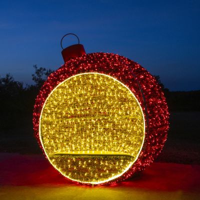 8.10' 3D Christmas Ornament - Warm White and Red - Photo Op Display