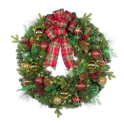 36" Pre-Decorated Wreath - Classic Holiday - Warm White