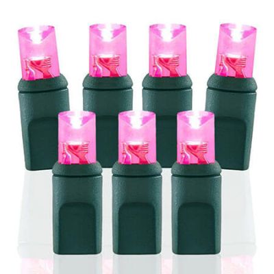50 Light Pink 5 mm Wide Angle Conical LED Christmas Lights