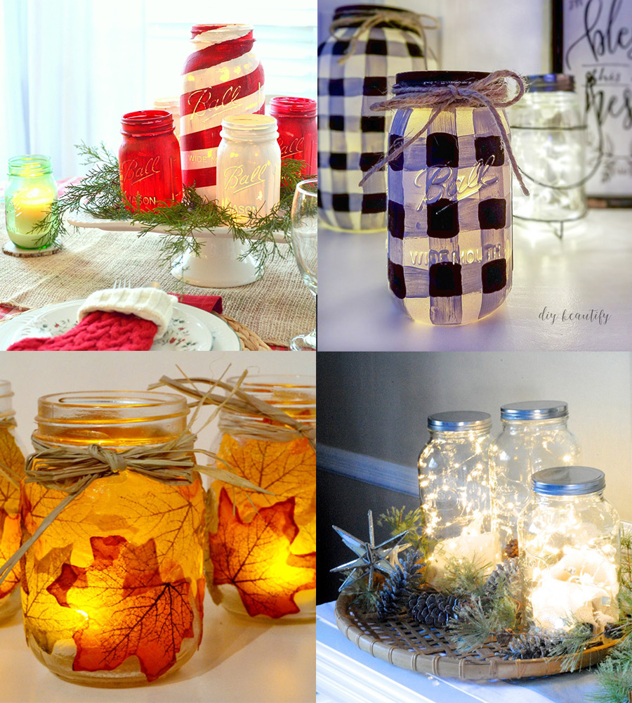 Mason Jars (The King of Fall DIY Decorating) + Fairy Lights